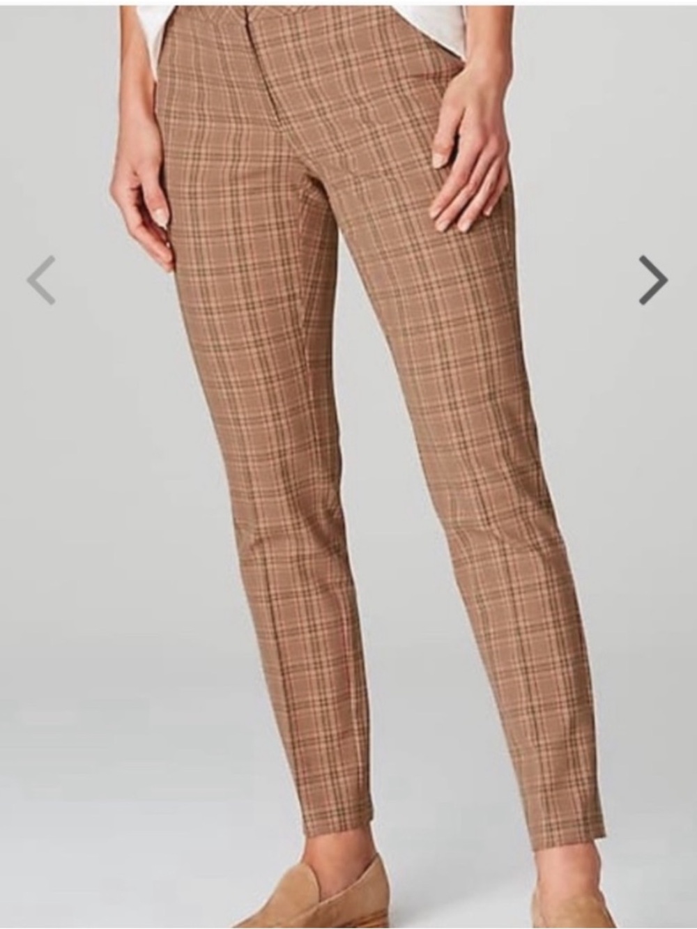 J. Jill Quinn Bi-Stretch Ankle Pants in Tan Camel Multi Plaid Size 16 Academia